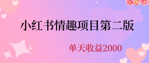 (6666期)最近爆火小红书情趣项目第二版，每天2000+
