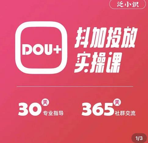 泛小识精品课系列：抖加投放实操课，干货慢慢，新手必学（12节视频课）