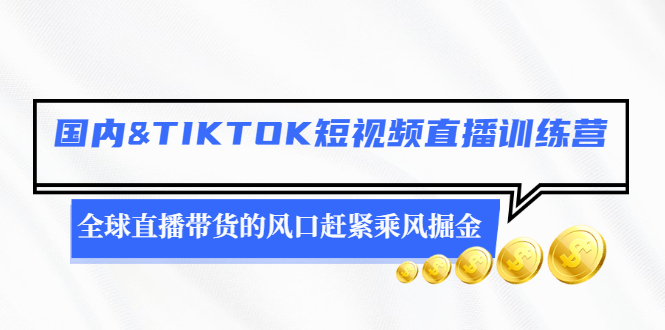 国内&amp;TIKTOK短视频直播训练营，全球直播带货的风口赶紧乘风掘金
