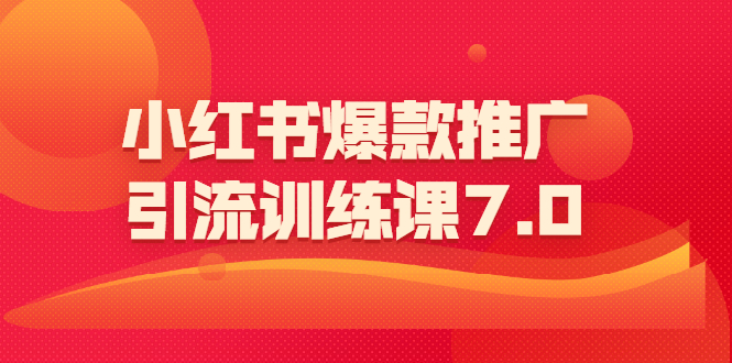小红书爆款推广引流训练课7.0：一部手机即可操作玩转小红书引流赚钱