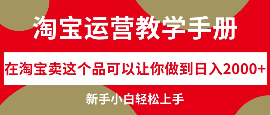 淘宝运营教学手册，在淘宝卖这个品可以让你做到日入2000+，新手小白轻&#8230;