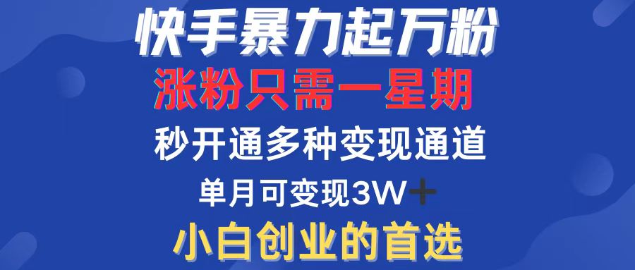 快手暴力起万粉，涨粉只需一星期，多种变现模式，直接秒开万合，小白创&#8230;